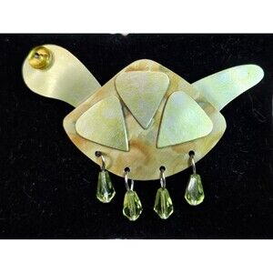 Signed Metal Turtle Tortoise Mixed Metal Handmade Brooch Pin